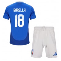 Italien Nicolo Barella #18 Replika babykläder Hemmaställ Barn EM 2024 Kortärmad (+ korta byxor)